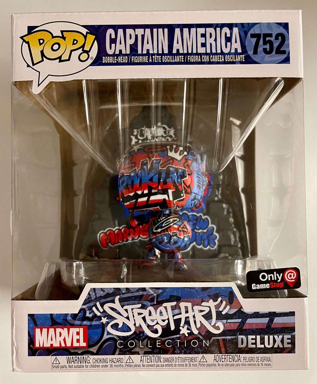 Funko Pop! Marvel Captain America #752 Street Art 2020 GameStop Exclusive Window Dmg