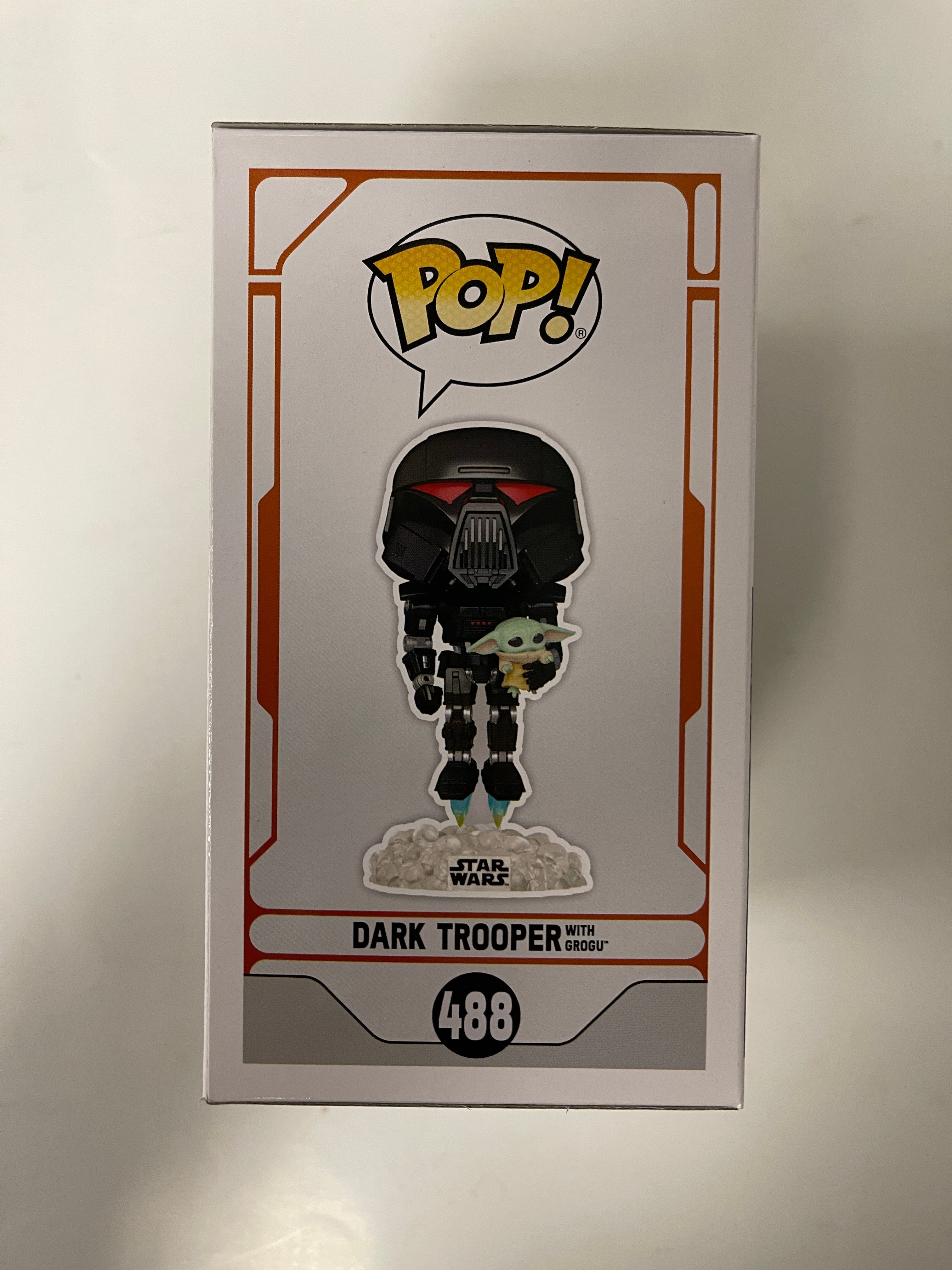 Funko Pop! Flying Dark Trooper With Grogu #488 Star Wars Glow EE 2022 Exclusive