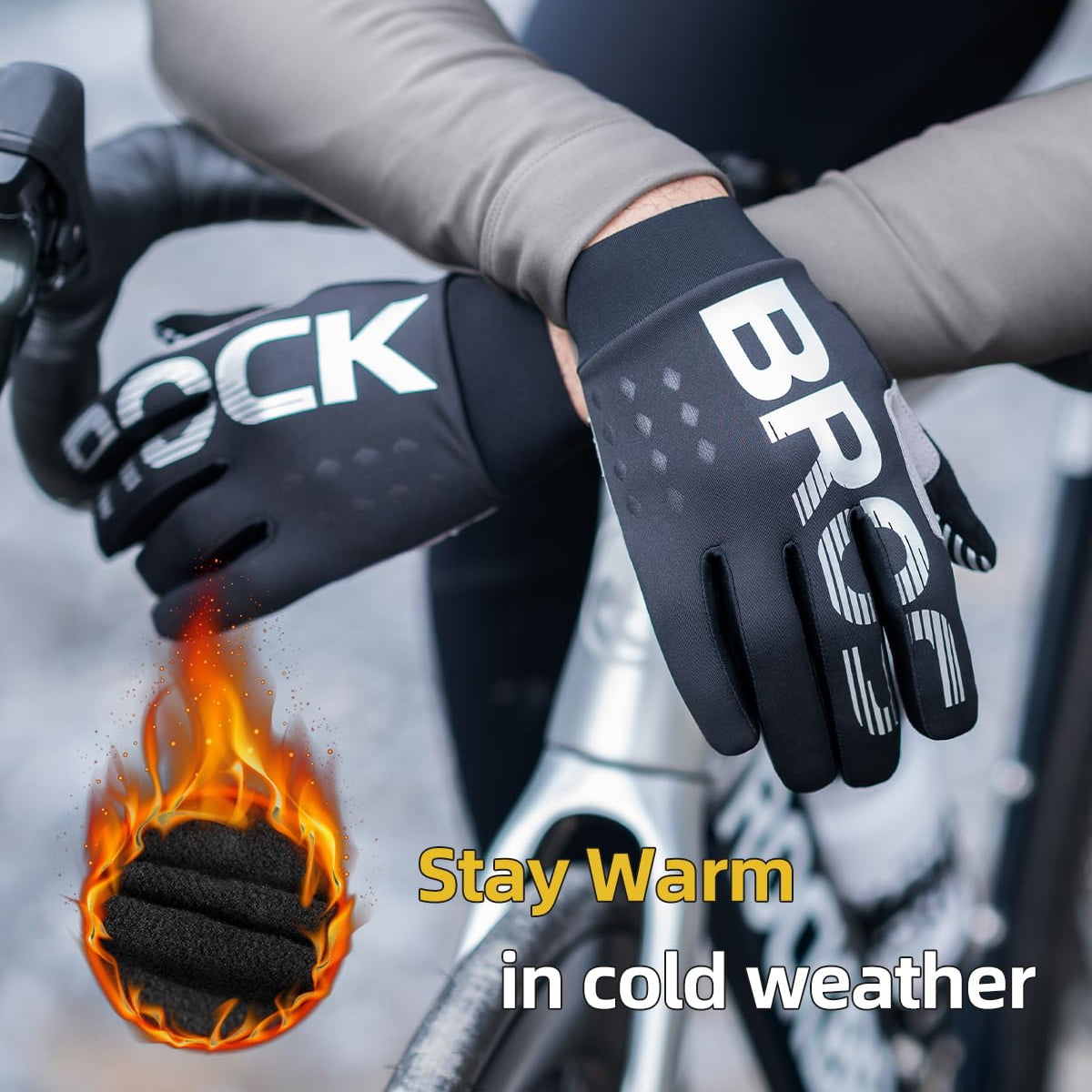 ROCKBROS Full Finger Cycling Gloves, Motorcycle Mountain Bike Gloves for Men