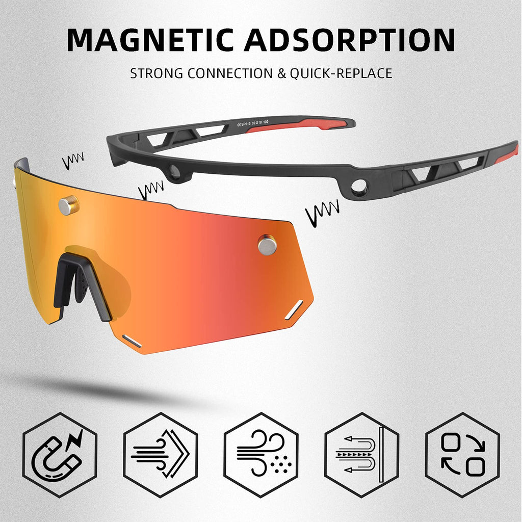 Unisex Polarized Cycling Glasses with 2 Replaceable Lenses