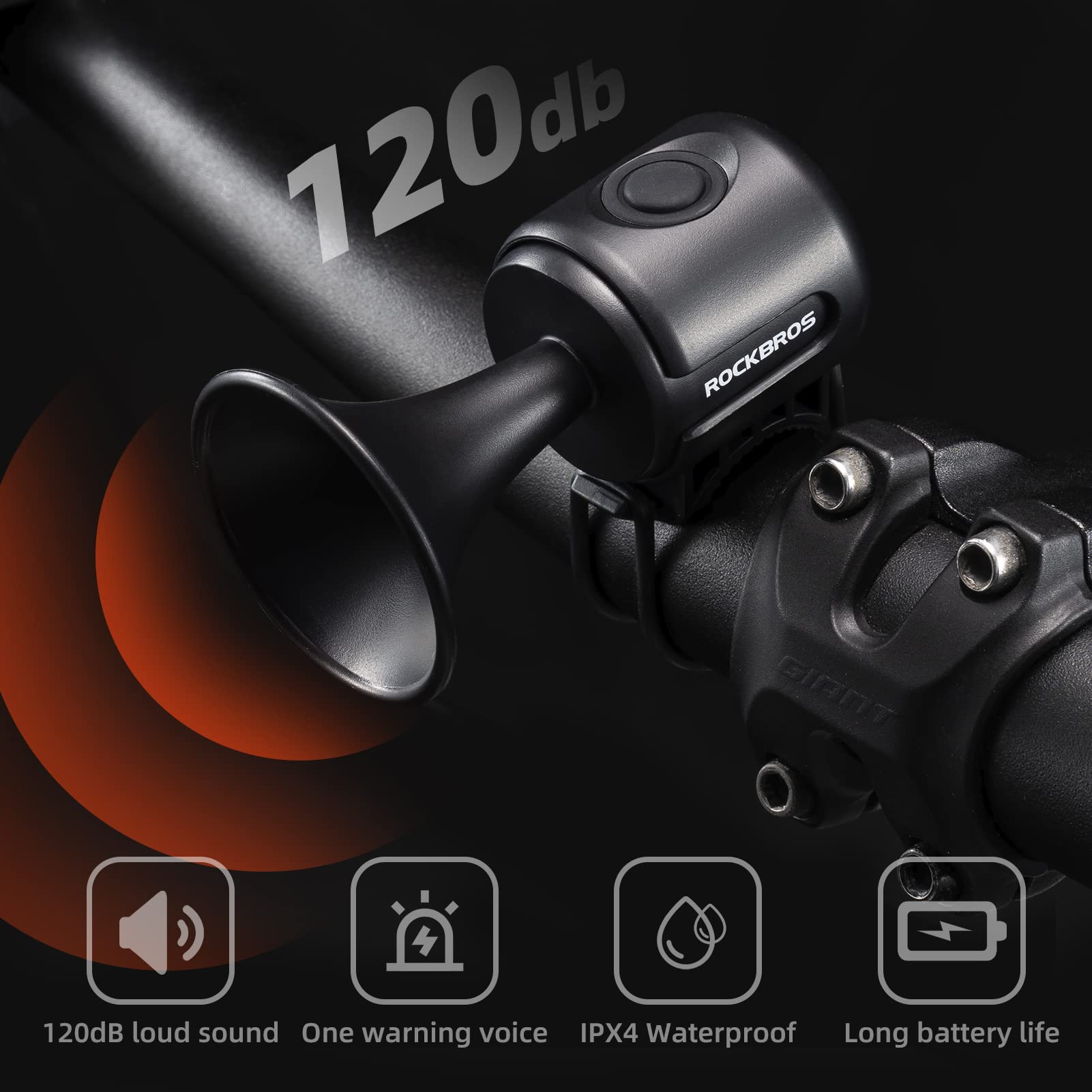 ROCKBROS Bike Bell Electric Bike Horn Waterproof 120dB