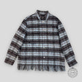 AMIRI PLAID FRINGE PADDED OVERSHIRT - BLUE