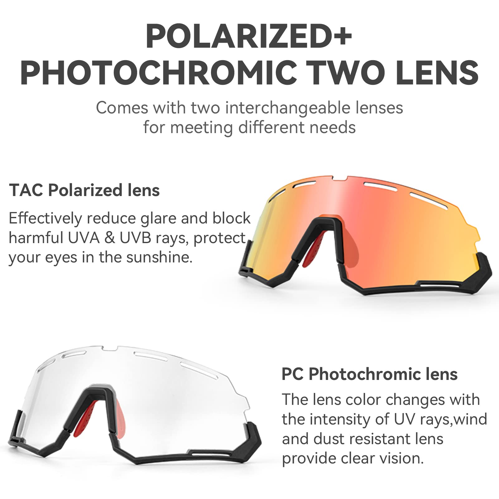 Polarized Photochromic Cycling Goggles (2-Lens Kit)