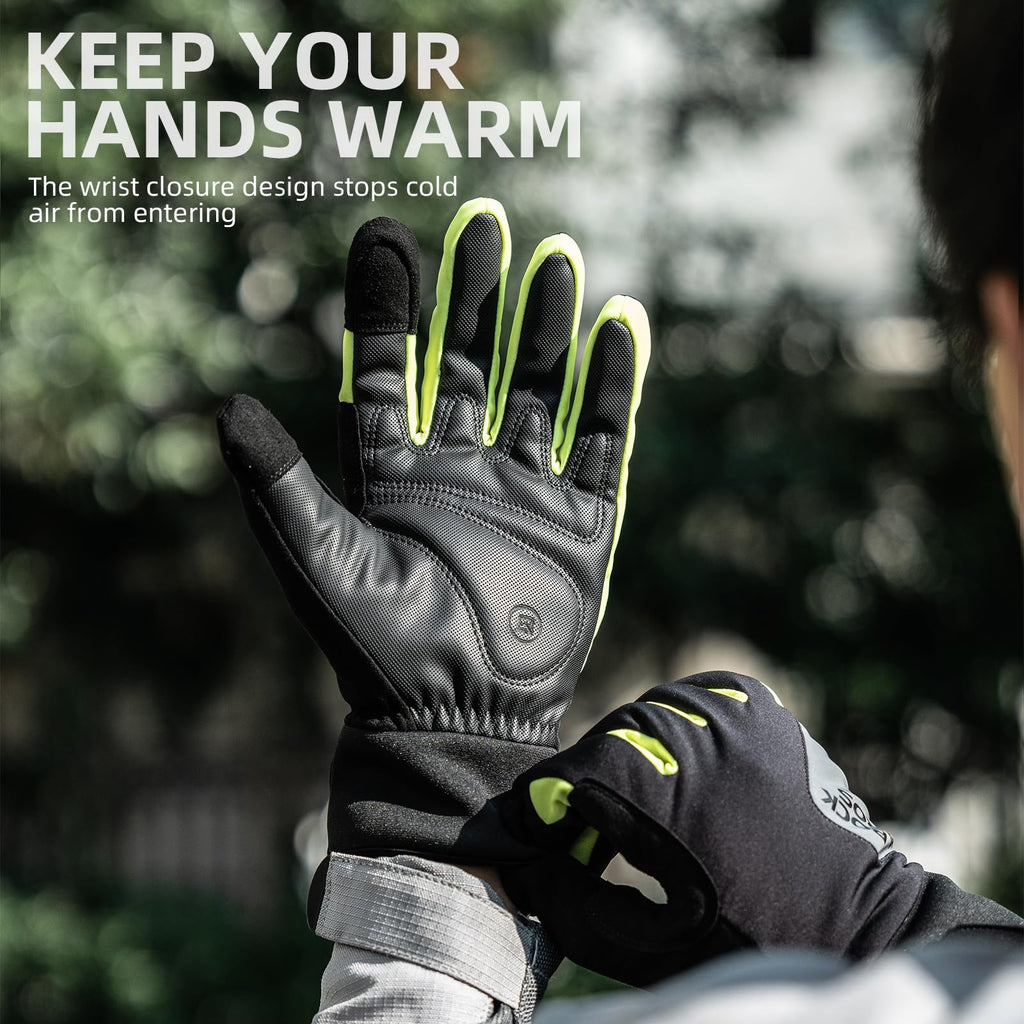 ROCKBROS Windproof Winter Cycling  Padded Thermal  Gloves for Men Women