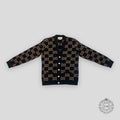 GUCCI GG WOOL JACQURD CARDIGAN - BLACK/CAMEL