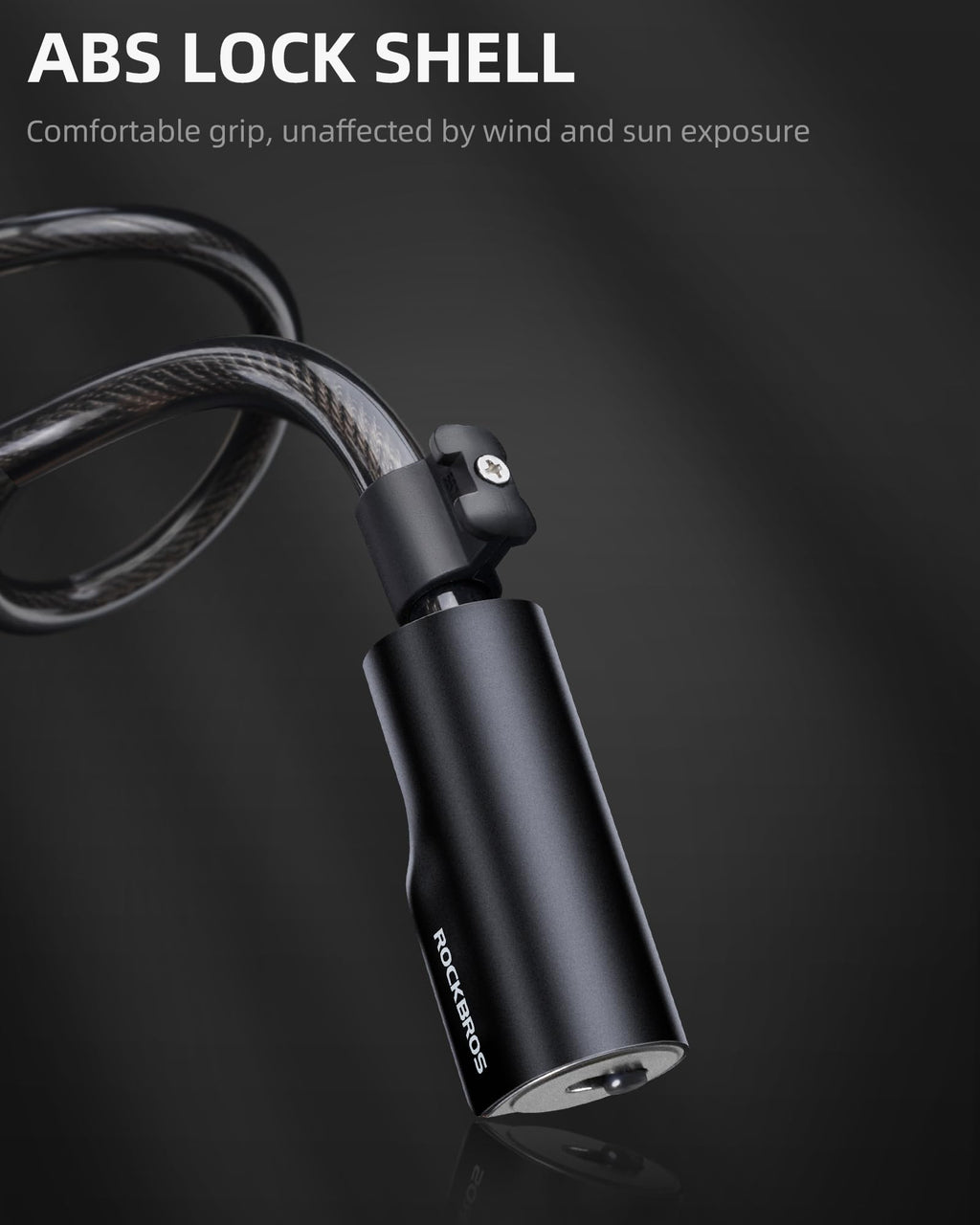 ROCKRBOS Bike Cable Lock with Key, ABS Lock Shell, 2 Keys & 1 Mount Bracket