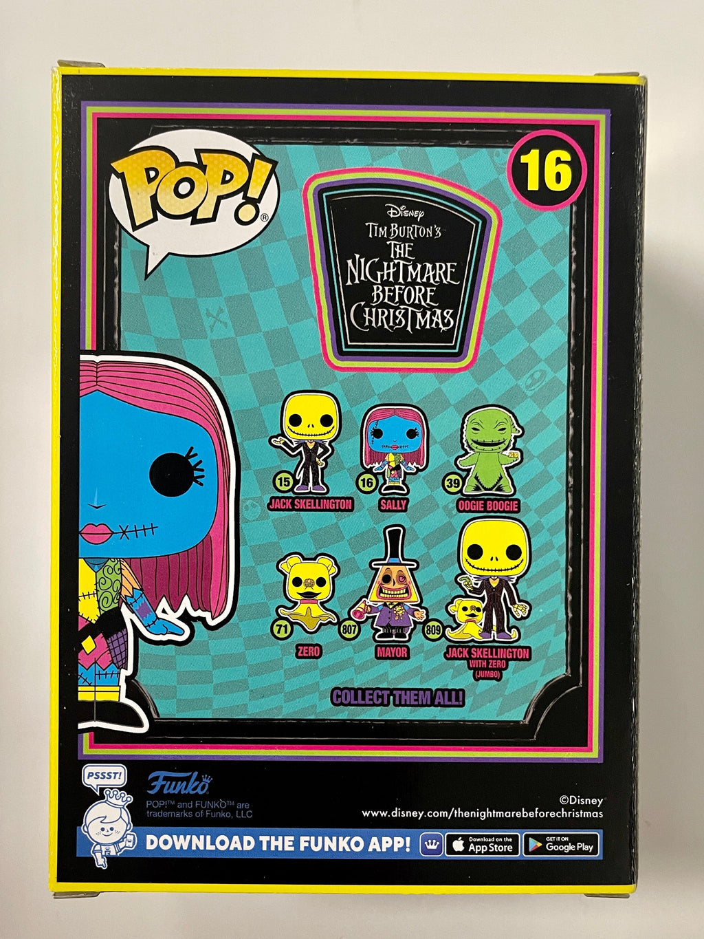 Funko Pop! Disney Black Light Sally Rag Doll #16 Nightmare Before Christmas 2022