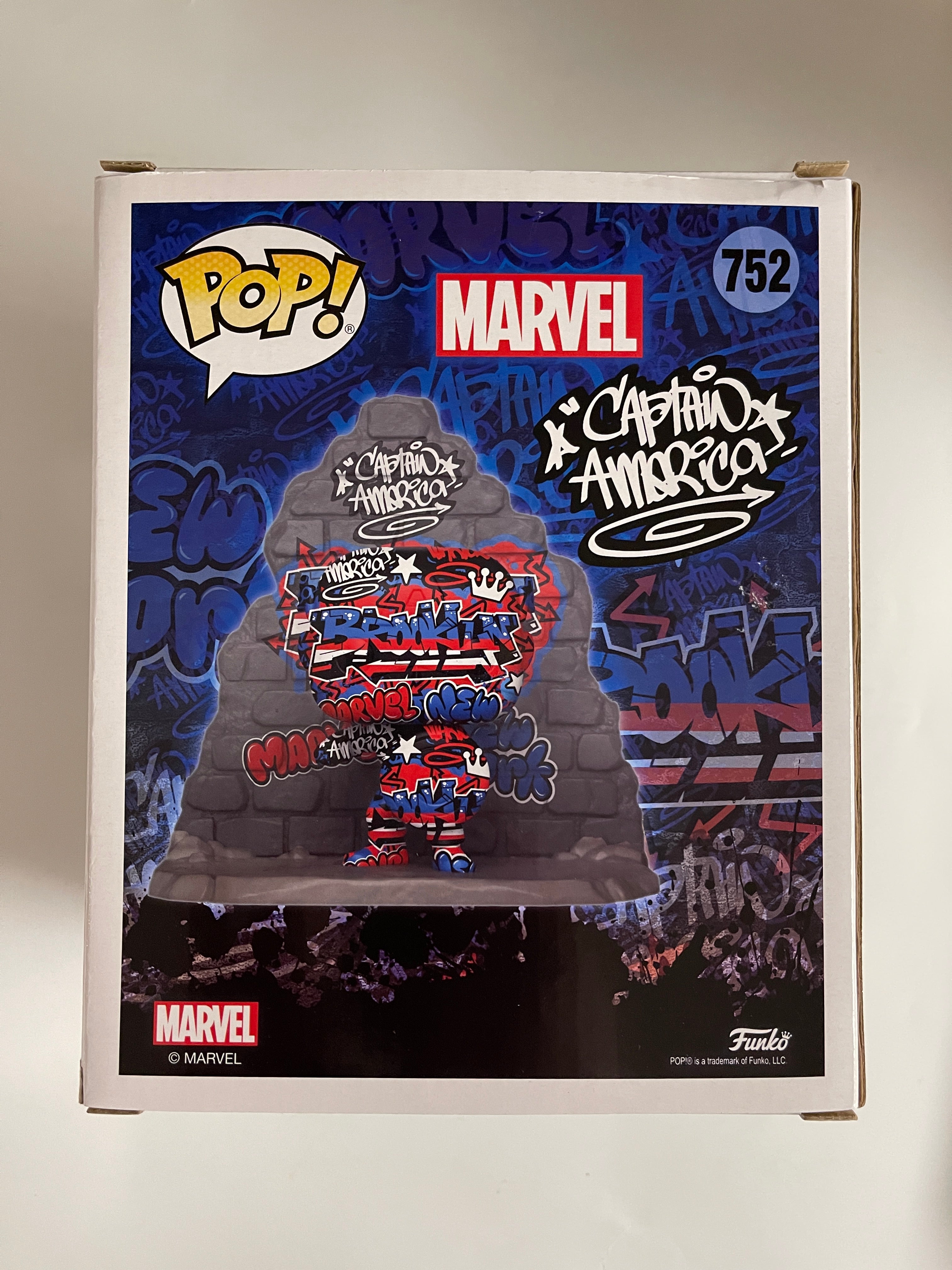 Funko Pop! Marvel Captain America #752 Street Art 2020 GameStop Exclusive Window Dmg