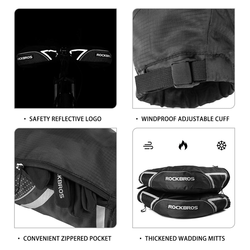 ROCKBROS Winter Handlebar Mittens - Extreme Cold Weather MTB Fat Bike Pogies