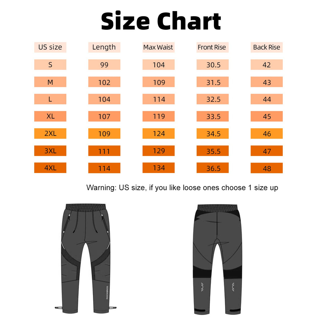 ROCKBROS Winter Cycling Pants for Men Thermal Windproof Mountain Bike Running Pants