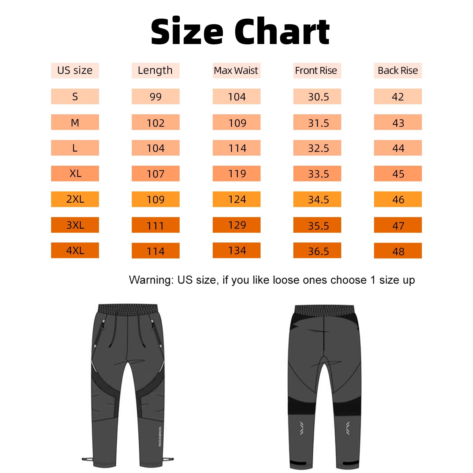ROCKBROS Winter Cycling Pants for Men Thermal Windproof Mountain Bike Running Pants