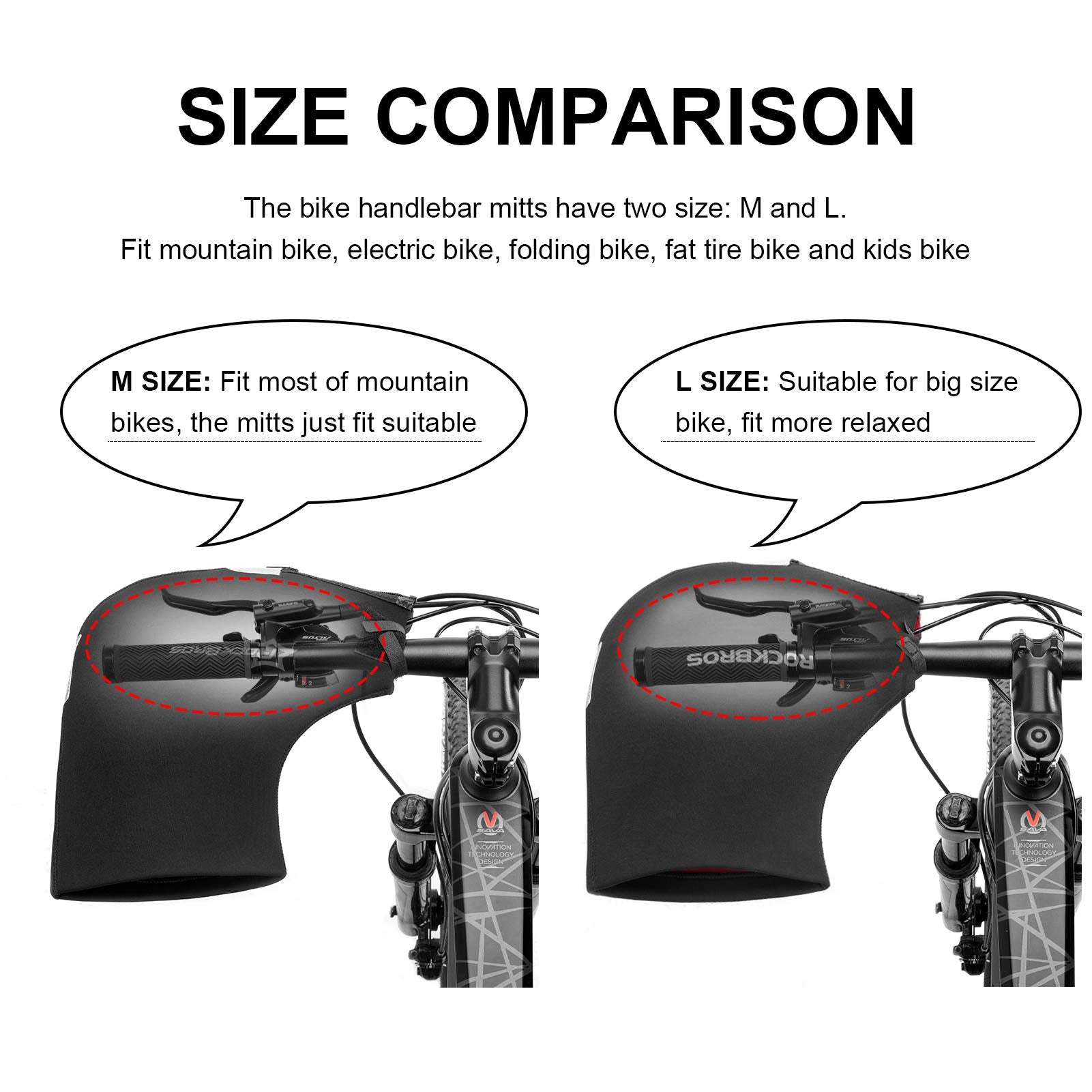 ROCKBROS Handlebar Mittens - Cold Weather Windproof MTB Bar Covers