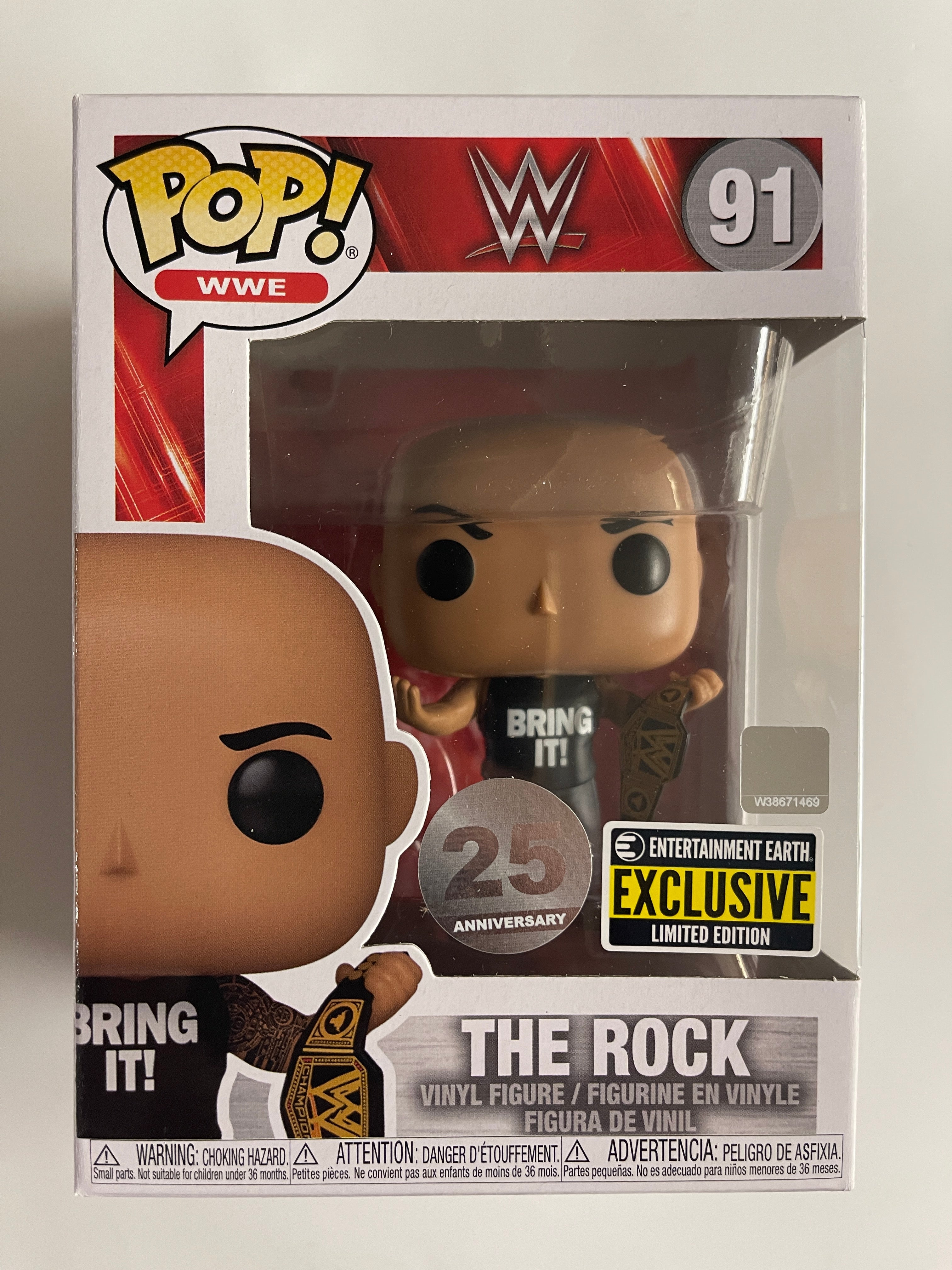 Funko Pop! WWE The Rock With Championship Belt #91 Entertainment Earth EE Exclusive