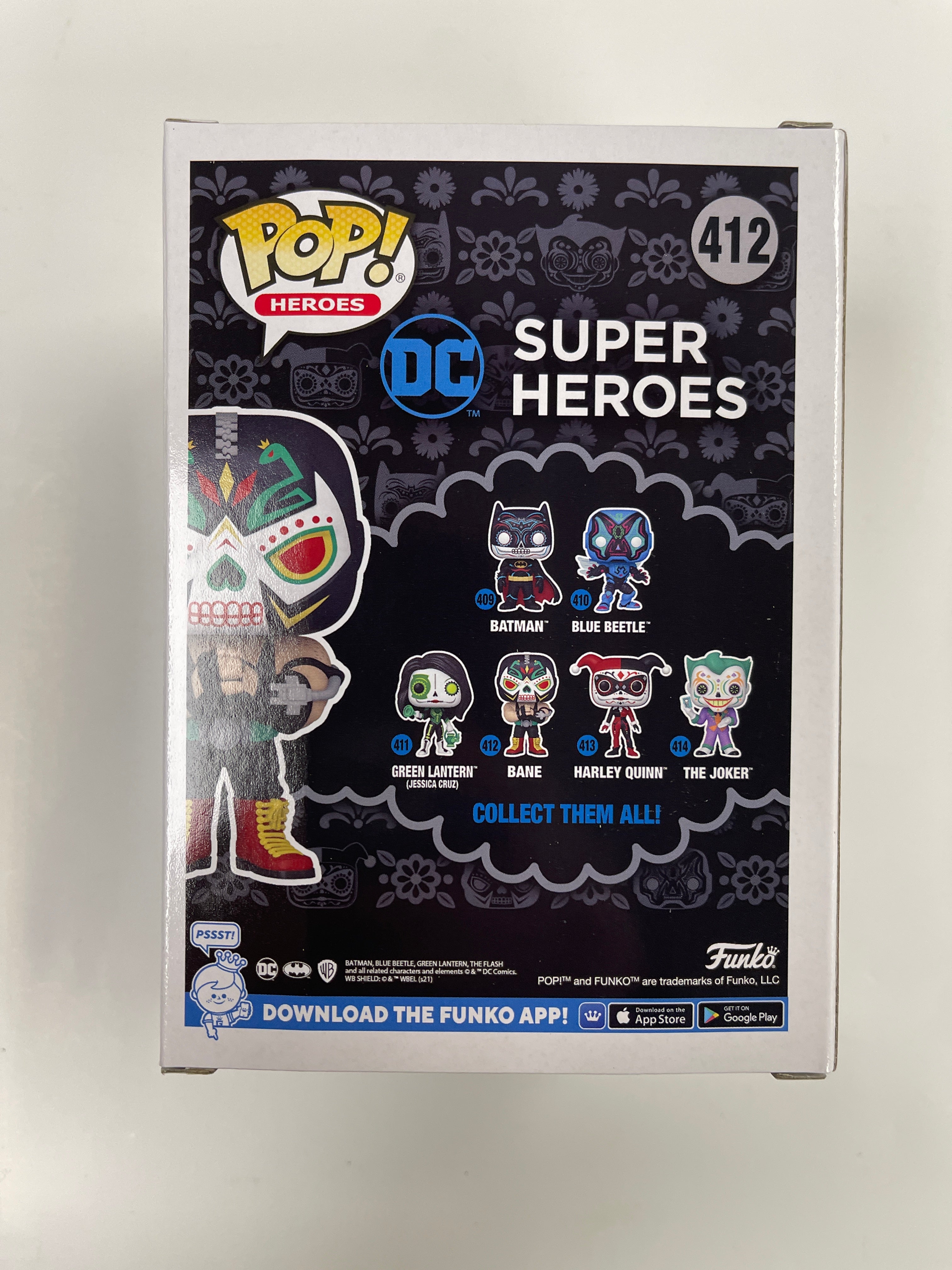 Funko Pop! DC Heroes Dia De Los Muertos Bane #412 Day Of The Dead Glow EE Exclusive
