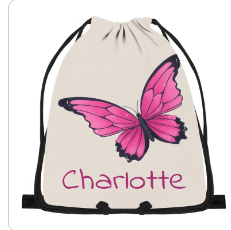 Personalized Butterfly Drawstring Bag with Custom Name – Custom Name Gift for Girls