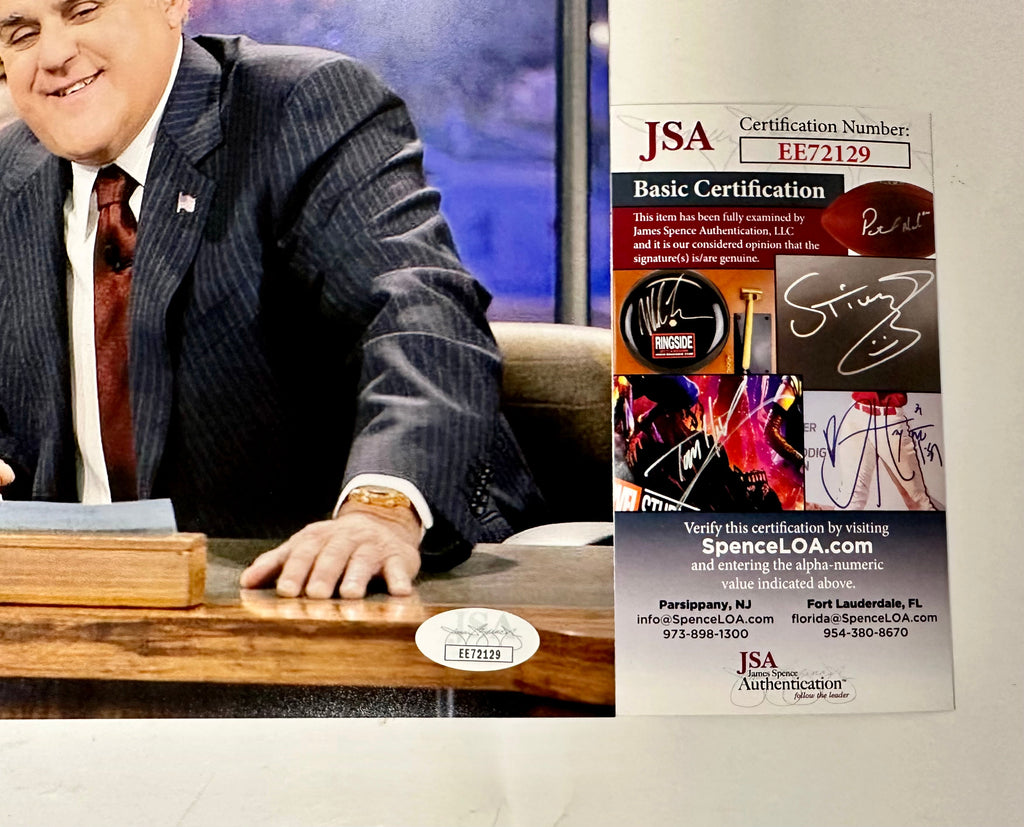Jay Leno Signed 8x10 Photo Tonight Show Comedy Legend Auto Garage Show Biz With JSA COA