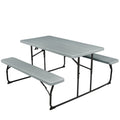 Indoor and Outdoor Folding Picnic Table Bench Set with Wood-like Texture