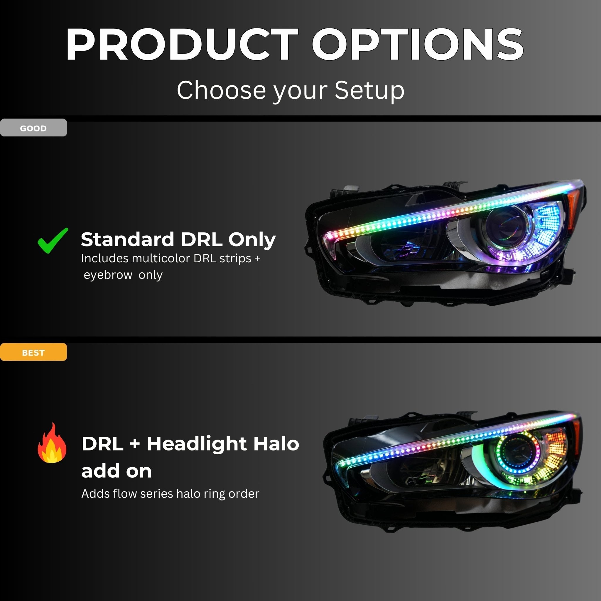 Infiniti Q50 Multicolor Flow DRL Boards (2014 - 2024) - PhishStones Products