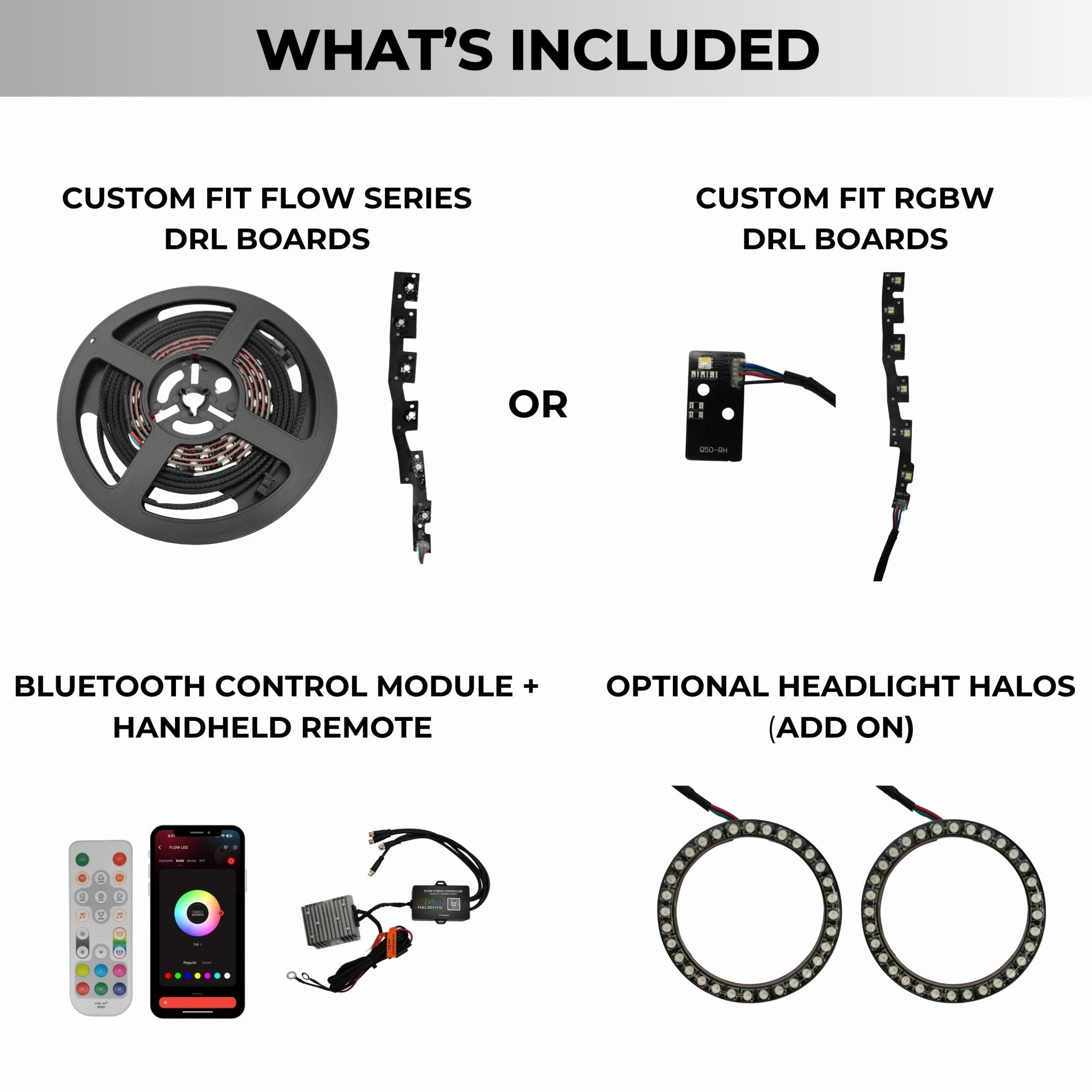 Infiniti Q50 Multicolor Flow DRL Boards (2014 - 2024) - PhishStones Products