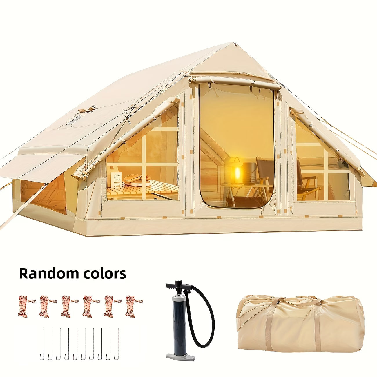 nflatable Camping Tent for 4-6 Person,4 Season Camping Tent, Large Luxury Air Tent