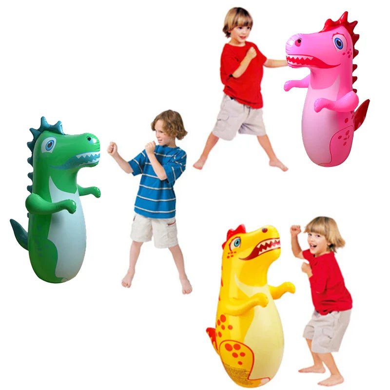 Inflatable Punching Bag for Kids and Adults – 90 cm / 35.4 in Standing Tumbler Boxing Toy with Dinosaur Design - PhishStones Products