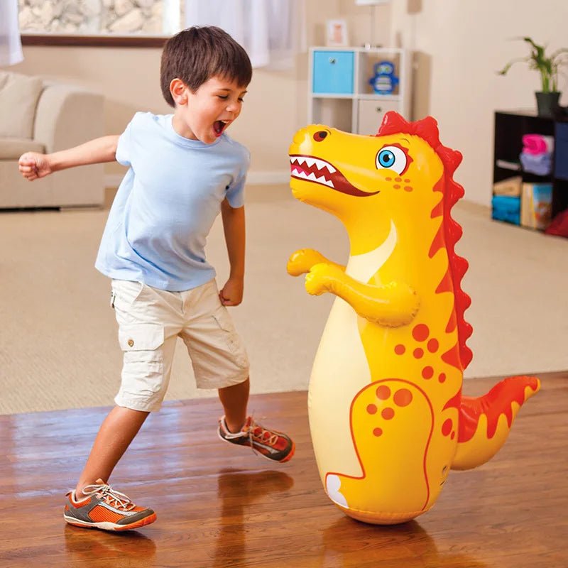 Inflatable Punching Bag for Kids and Adults – 90 cm / 35.4 in Standing Tumbler Boxing Toy with Dinosaur Design - PhishStones Products