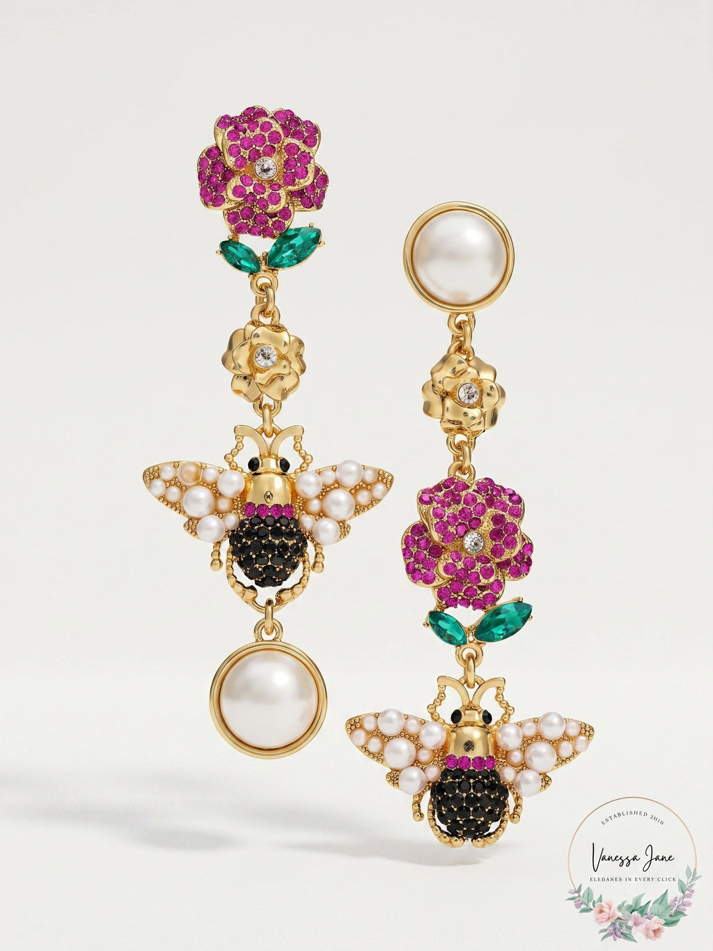 Thalia Sodi Gold-Tone Imitation Pearl, Crystal Bee, Flower Mismatch Earrings
