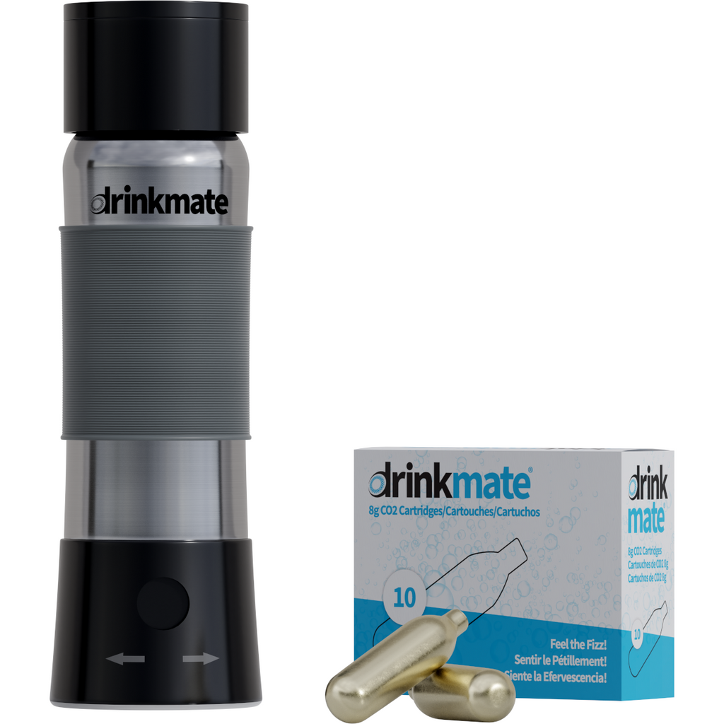 instaFizz Stainless Steel Carbonation Bottle Bundle with 10x 8g CO2 Cartridges and Silicone Sleeve