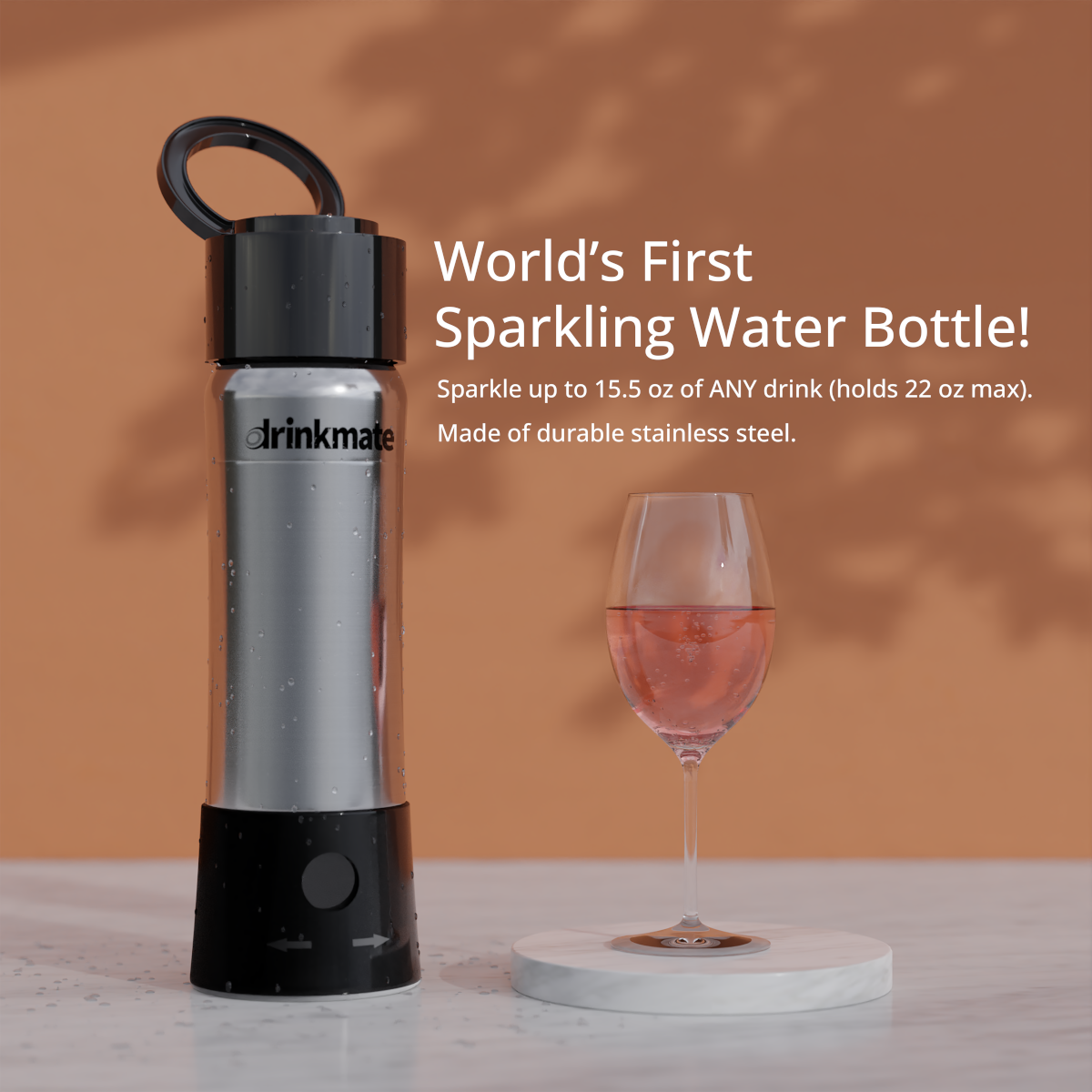 instaFizz Stainless Steel Carbonation Bottle Bundle with 10x 8g CO2 Cartridges and Silicone Sleeve