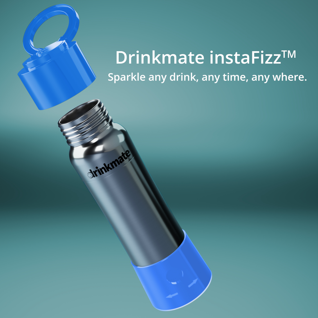 instaFizz Stainless Steel Carbonation Bottle Bundle with 10x 8g CO2 Cartridges and Silicone Sleeve