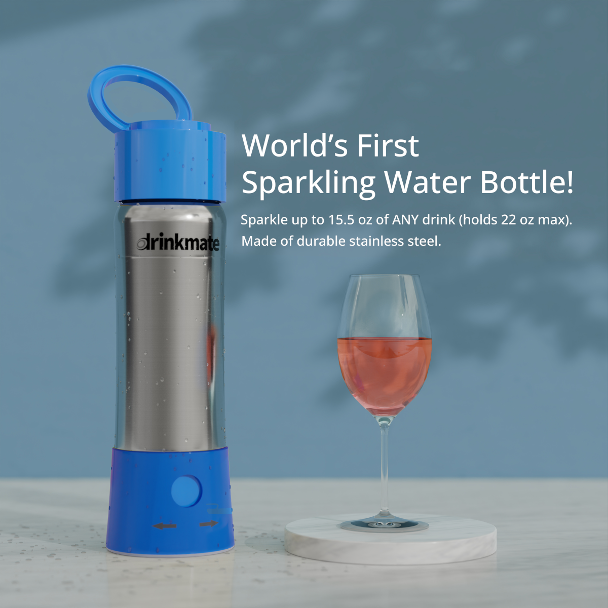 instaFizz Stainless Steel Carbonation Bottle Bundle with 10x 8g CO2 Cartridges and Silicone Sleeve