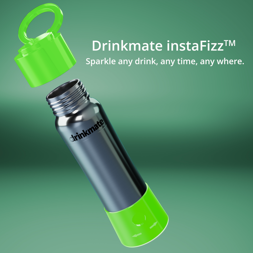 instaFizz Stainless Steel Carbonation Bottle Bundle with 10x 8g CO2 Cartridges and Silicone Sleeve