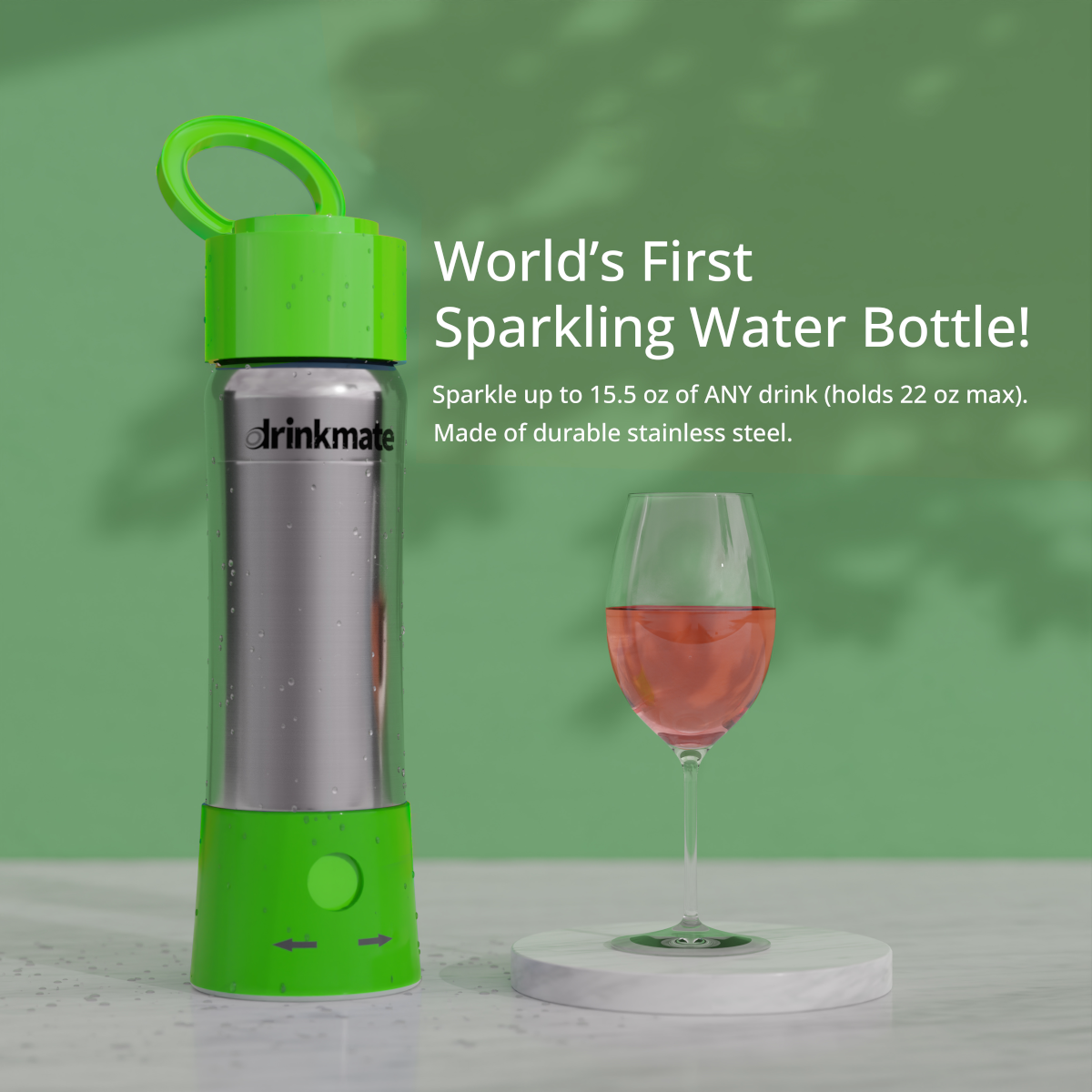 instaFizz Stainless Steel Carbonation Bottle Bundle with 10x 8g CO2 Cartridges and Silicone Sleeve