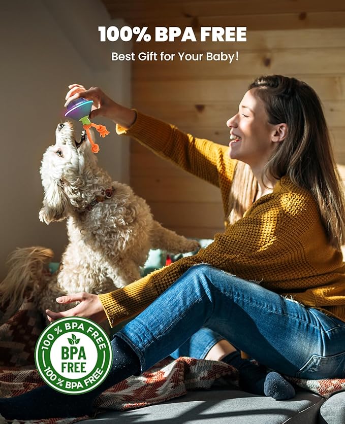 Interactive Dog Toys, Automatic Moving and Rolling LED Light Up Dogs Ball with Rope, Motion - Activated Wicked Ball for Small Medium Pup, Stimulation Toy for Boredom Relief - PhishStones Products
