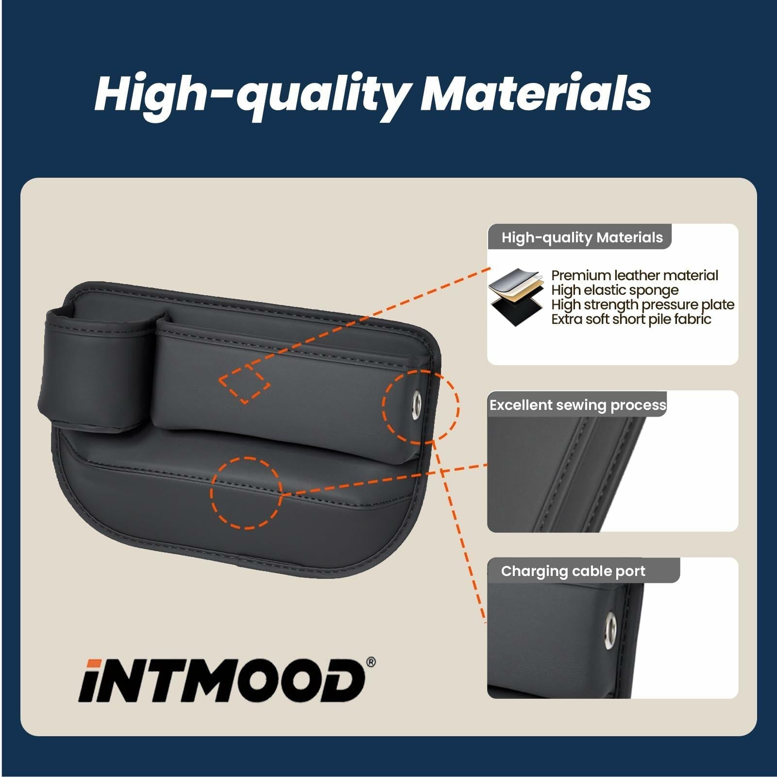 INTMOOD 2 Pack Car Seat Gap Organizer Leather Cup Holder Storage Box Black - PhishStones Products