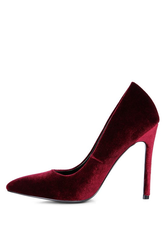 Janessa Velvet Stiletto Heel Pumps - PhishStones Products
