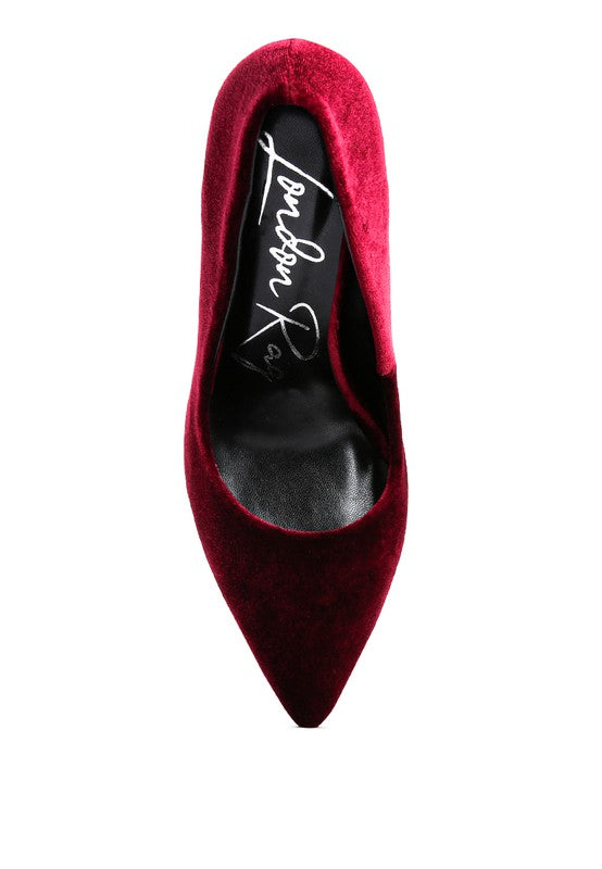 Janessa Velvet Stiletto Heel Pumps - PhishStones Products