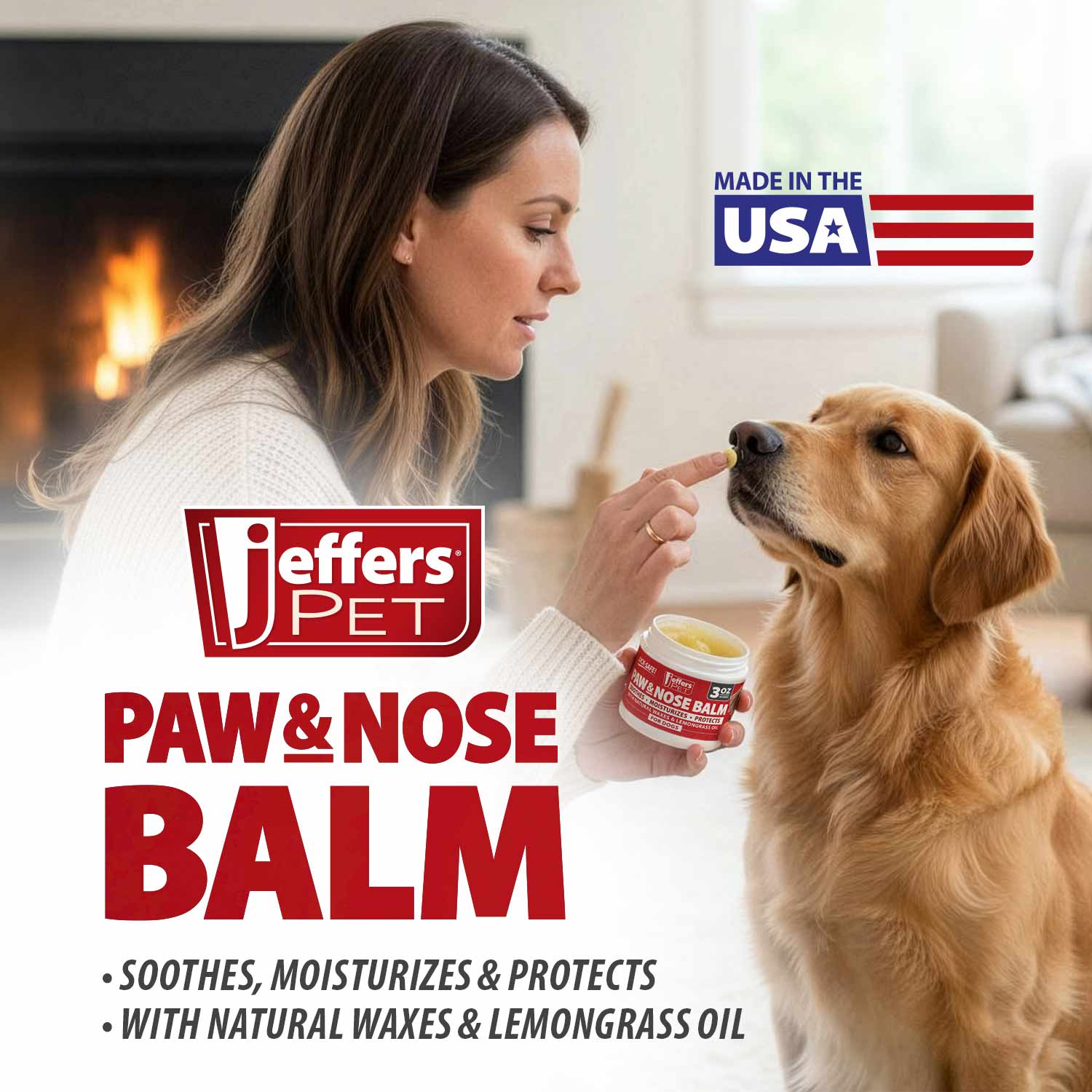 Jeffers Paw and Nose Protection Balm for Dogs, 3 ounce