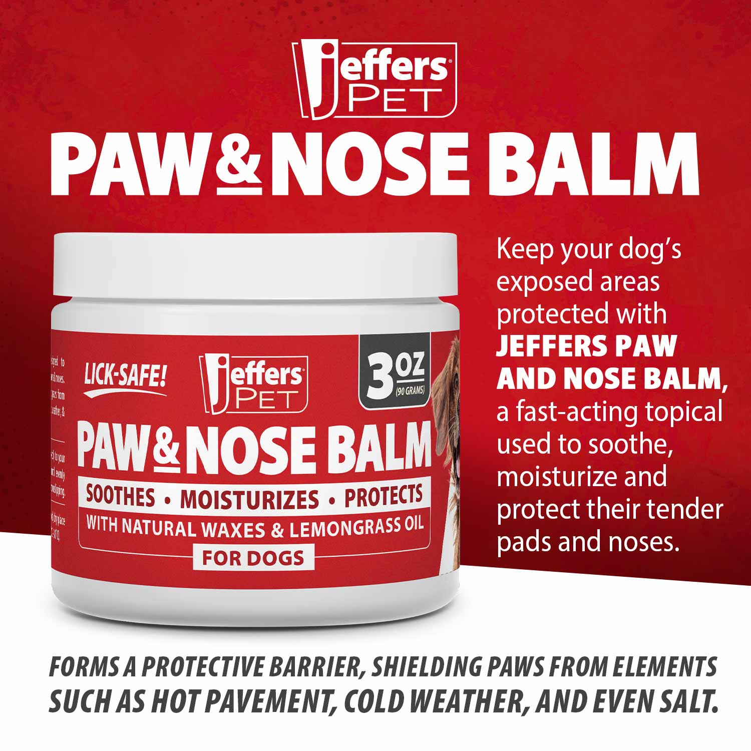Jeffers Paw and Nose Protection Balm for Dogs, 3 ounce