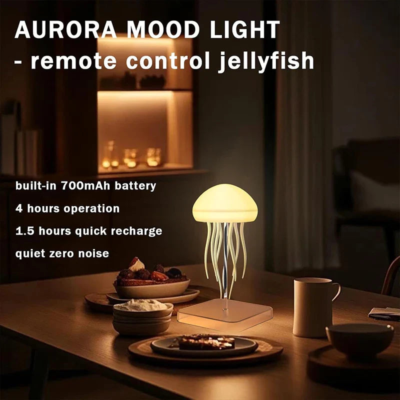 Jellyfish LED Night Light Touch Rechargeable USB - C Mood Lamp with Remote Color - Changing Ambient Light for Bedroom & Kids - PhishStones Products