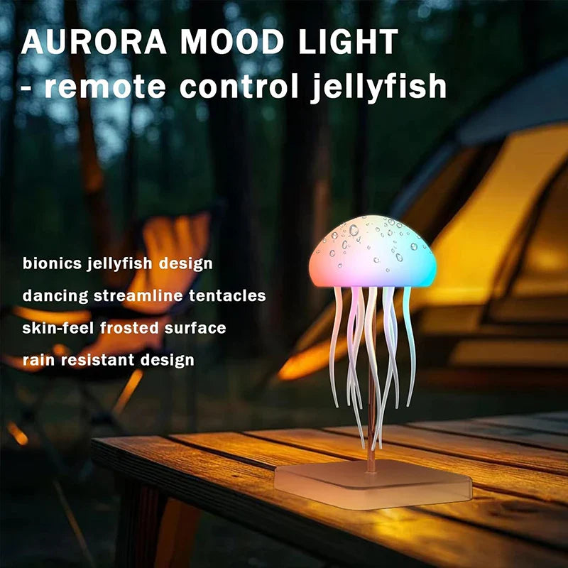 Jellyfish LED Night Light Touch Rechargeable USB - C Mood Lamp with Remote Color - Changing Ambient Light for Bedroom & Kids - PhishStones Products