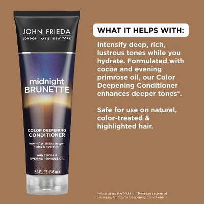 John Frieda Midnight Brunette Color Deepening Conditioner 8.3 fl oz - New - PhishStones Products