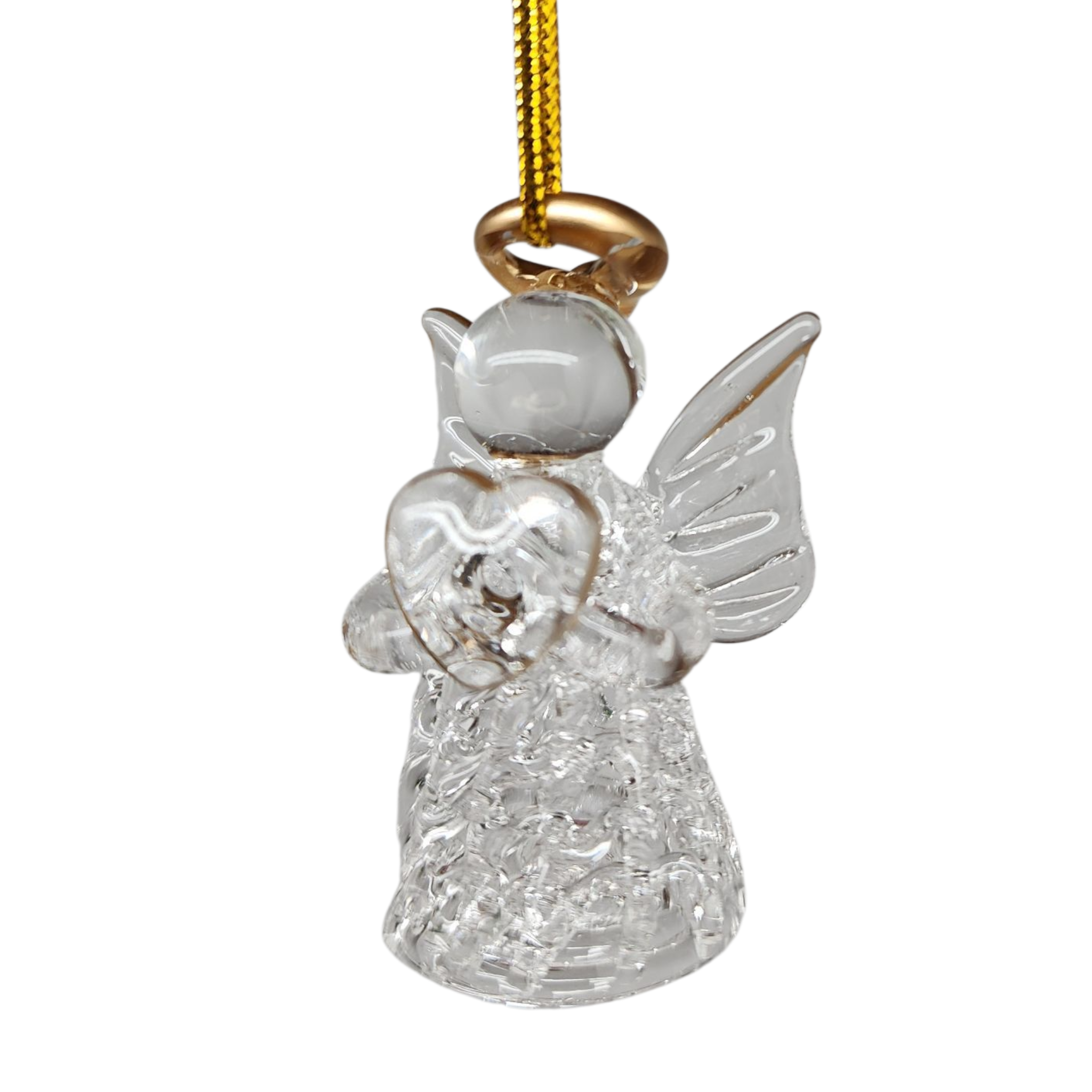 Spun Glass Angel Ornaments with Heart