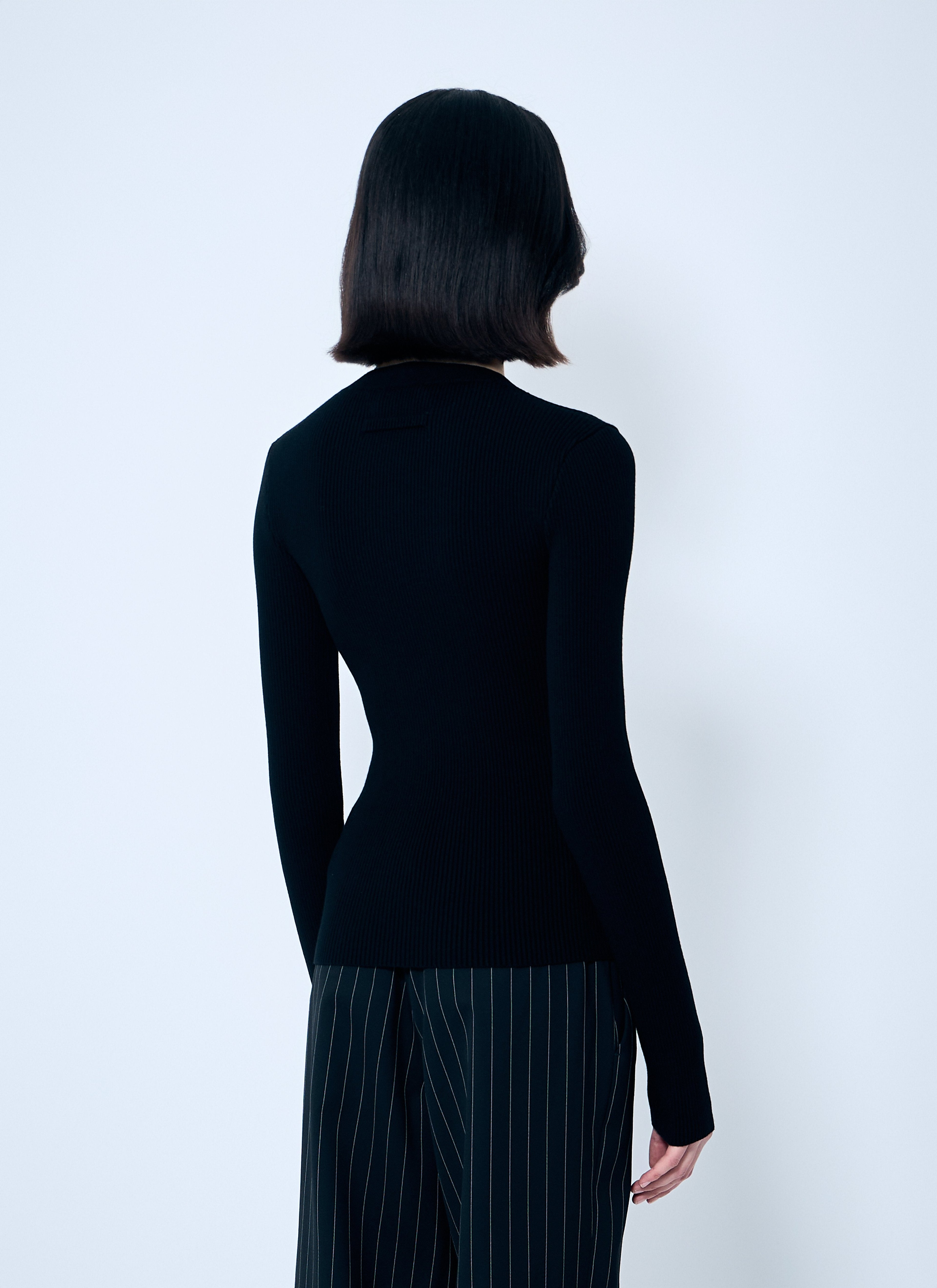 Jean Paul Gaultier Women Rib Sweater With Transparent Panels