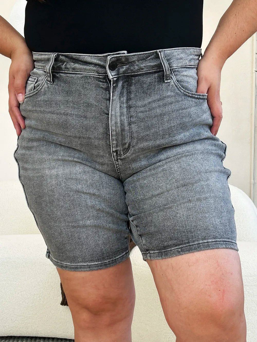 Judy Blue Full Size High Waist Washed Denim Shorts - PhishStones Products