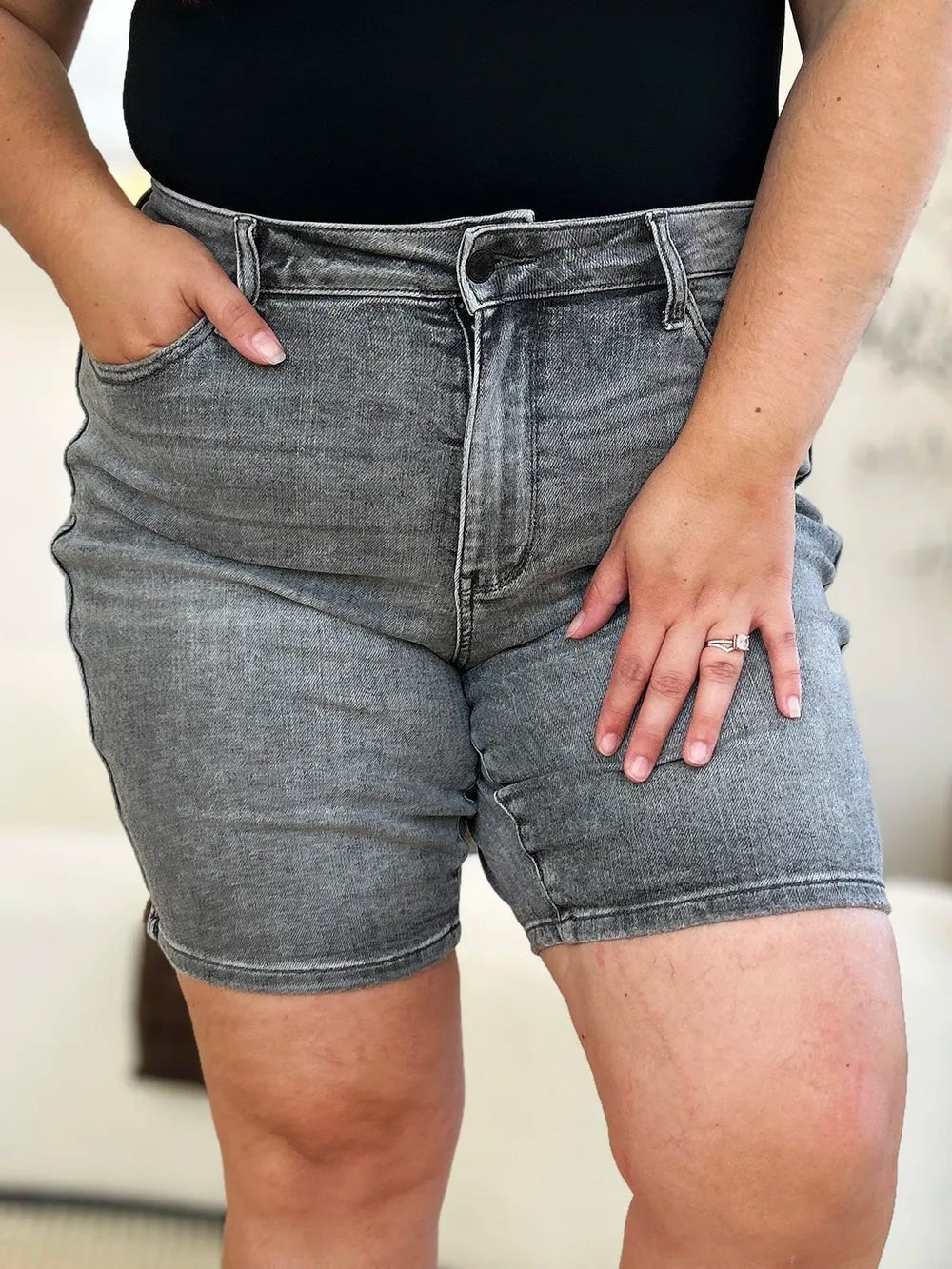Judy Blue Full Size High Waist Washed Denim Shorts - PhishStones Products