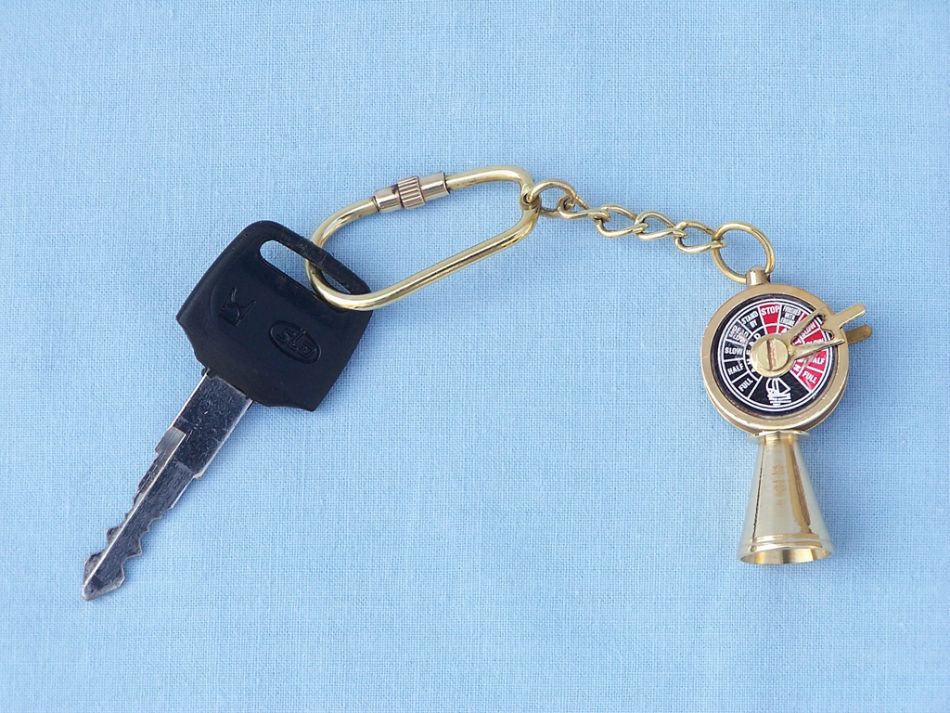 Solid Brass Titanic Engine Telegraph Keyring 5""