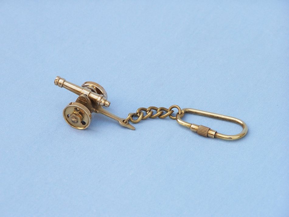 Solid Brass Cannon Key Chain 5""
