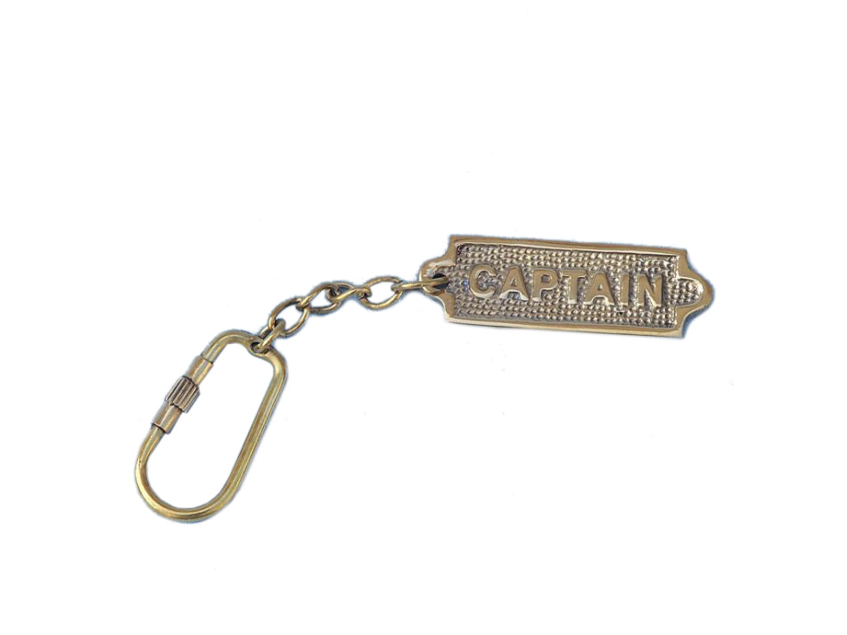 Solid Brass Captain's Sign Keyring 5""