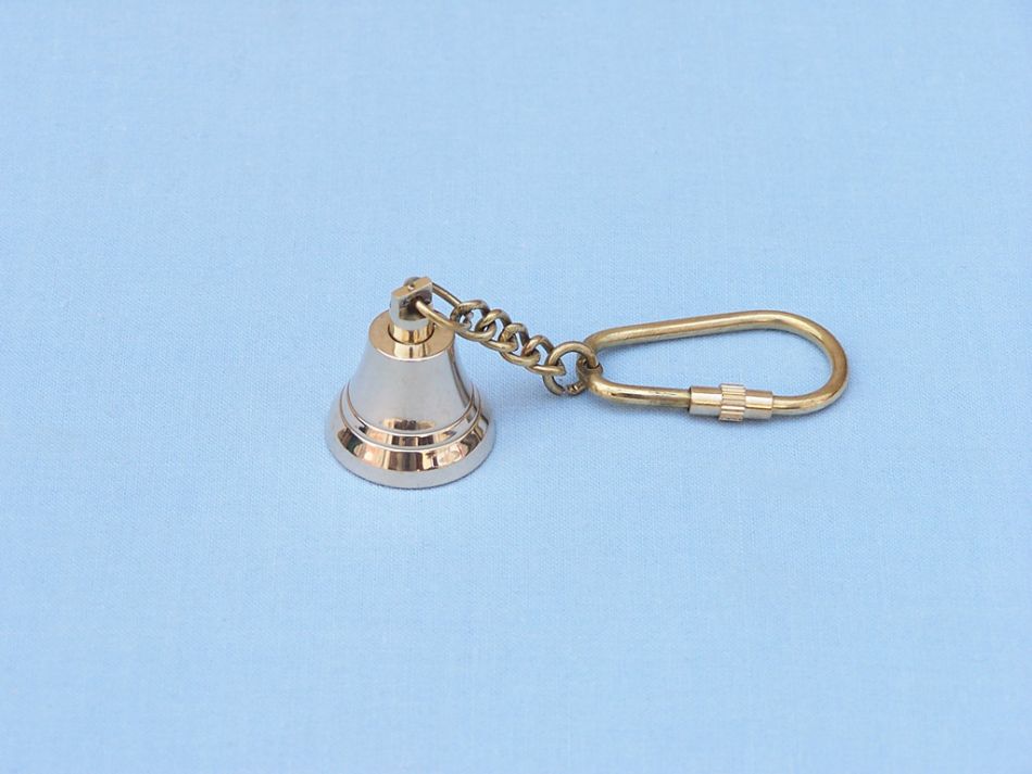 Solid Brass Bell Key Chain 4""